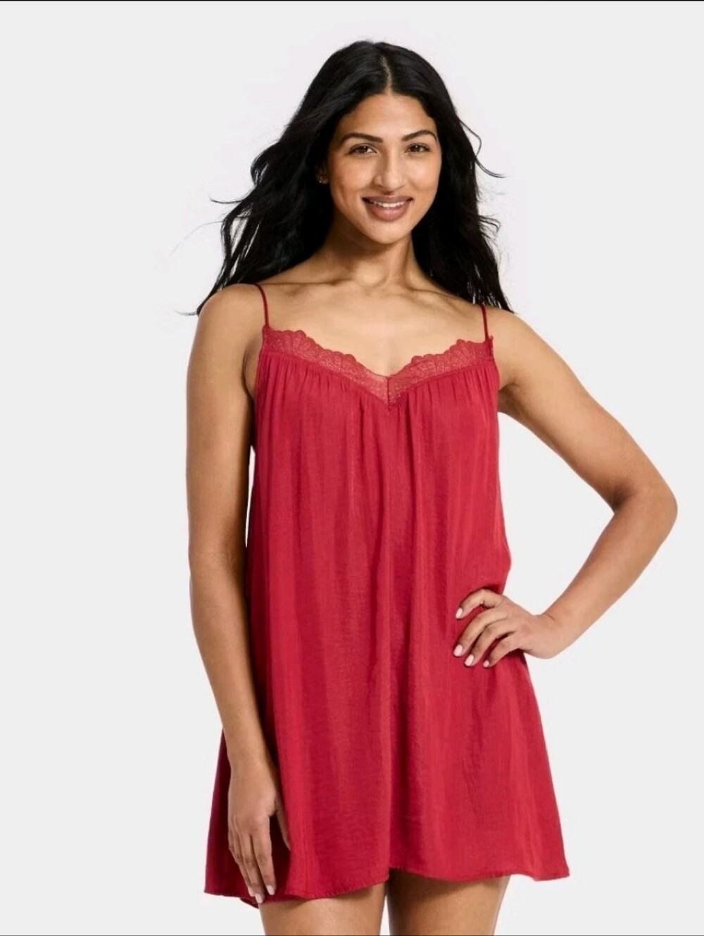 Women Luxury Collection Lace Trim Satin Chemise - Auden Pink XL